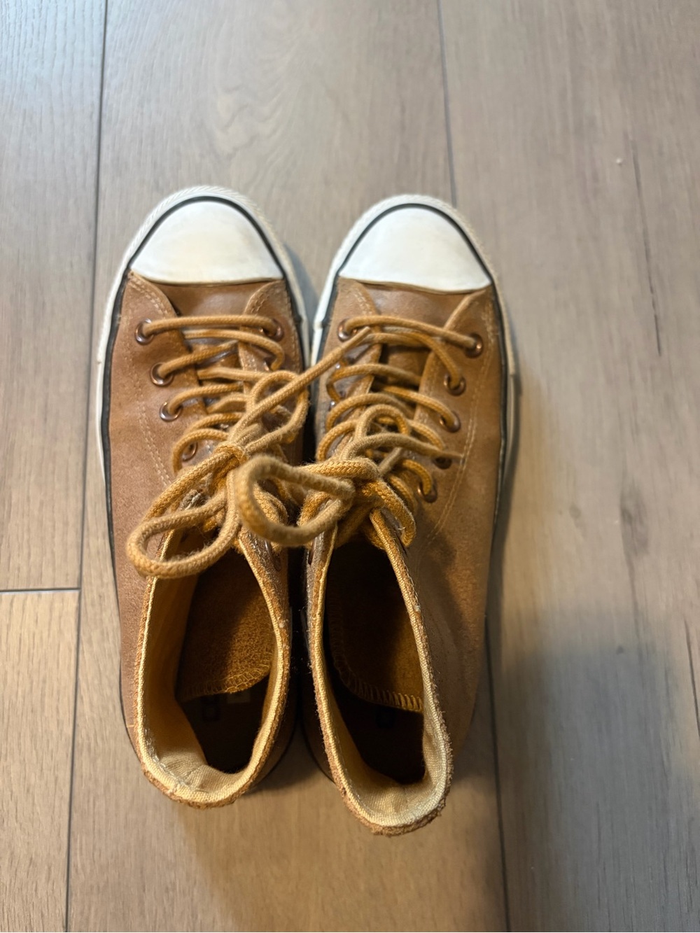 Converse High-Top Leather Sneaker in Mustard